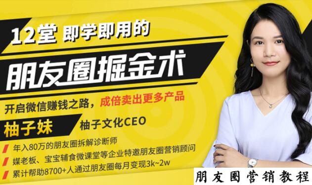 【营销必学】12堂学之即用的朋友圈掘金术：开启你的副.业.zuan钱之路