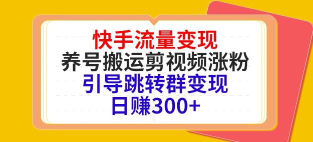 快手流量变现，养号搬运剪视频涨粉，引导跳转群变现日zuan300+