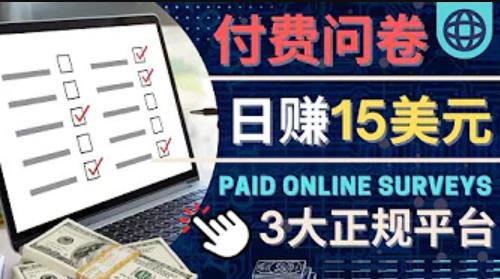 参与付费调查，利用自己的空闲时间完成问卷，适合新手的平台，日zuan15美元