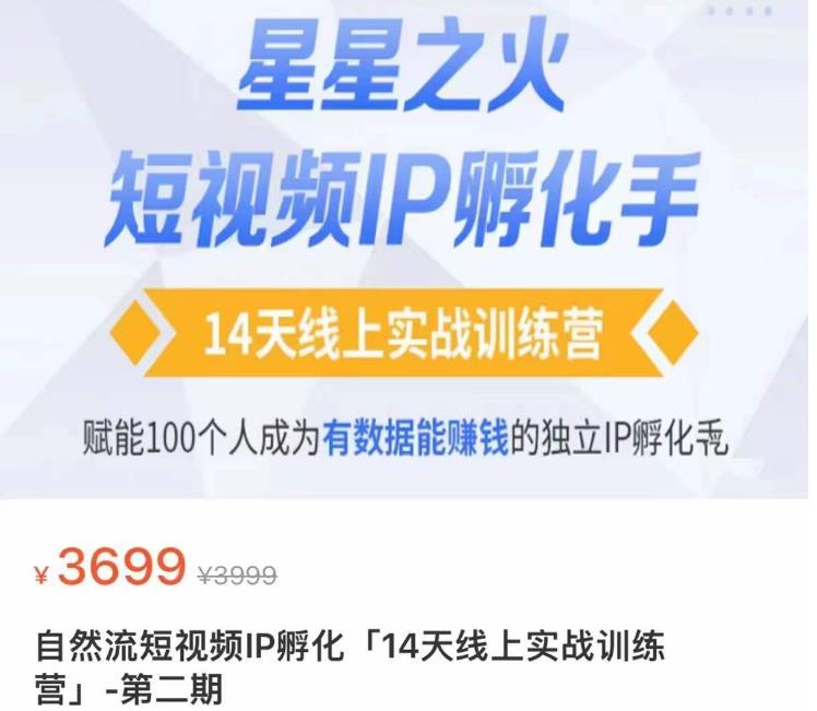 瑶瑶·自然流短视频IP孵化第二期，14天线上实战训练营，赋能100个人成为有数据能zuan钱的独立IP孵化手