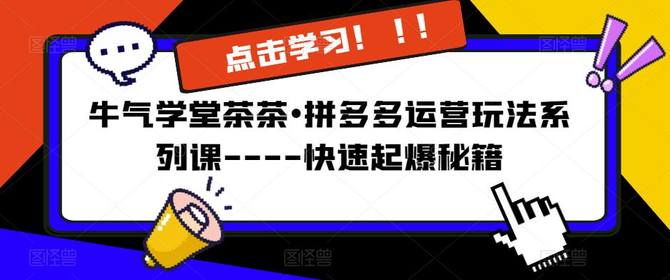 牛气学堂茶茶•拼多多运营玩法系列课—-快速起爆秘籍