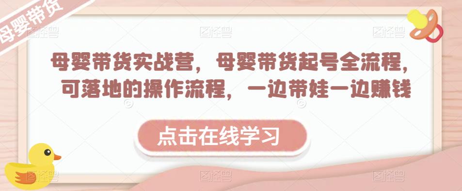 母婴带货实战营，母婴带货起号全流程，可落地的操作流程，一边带娃一边zuan钱（附素材）