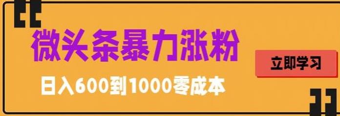 微头条暴力涨粉技巧搬运文案就能涨几万粉丝，简单0成本，日zuan600【揭秘】