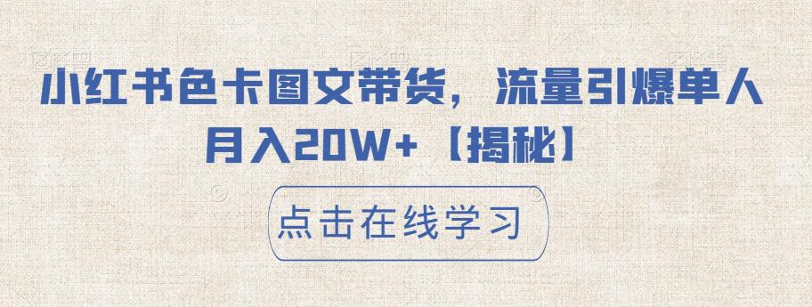 小红书#卡图文带货，流量引爆单人月入20W+【揭秘】