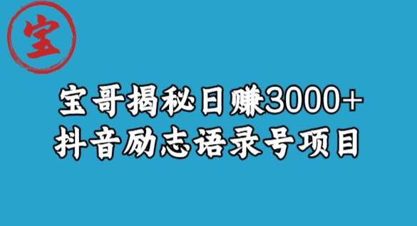 宝哥揭秘日zuan3000+抖音励志语录号短视频变现项目