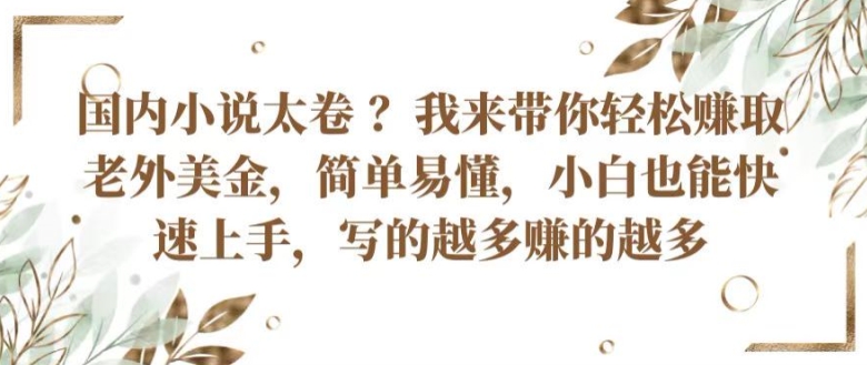 国内小说太卷 ?带你轻松zuan取老外美金，简单易懂，小白也能快速上手，写的越多zuan的越多【揭秘】