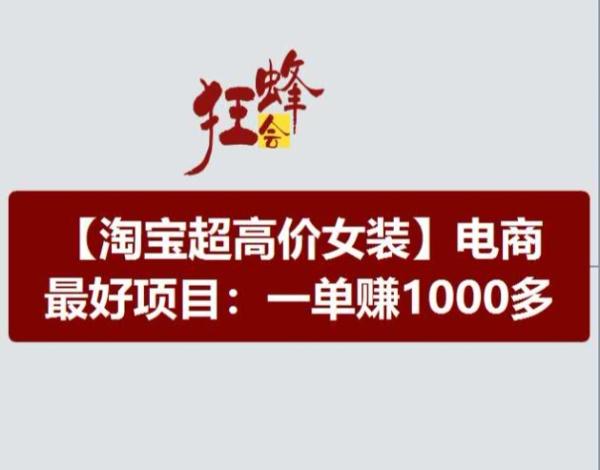 淘宝超高价女装项目，电商最好赛道，一单zuan1000多