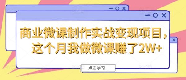 商业微课制作实战变现项目，这个月我做微课zuan了2W+
